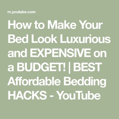 How to Make Your Bed Look Luxurious and EXPENSIVE on a BUDGET! | BEST Affordable Bedding HACKS - YouTube Bedding Hacks, Affordable Bedding, New Condo, Make Your Bed, Remodel Bedroom, Cozy Bed, My Favorite Part, How To Make Your, On A Budget