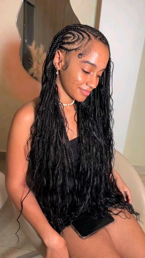 Fulani Boho Braids, Cornrows Braids For Black Women, Short Box Braids Hairstyles, Goddess Braids Hairstyles, Box Braids Hairstyles For Black Women, Braided Cornrow Hairstyles, Braids Hairstyles Pictures, Cute Box Braids Hairstyles, Fulani Braids