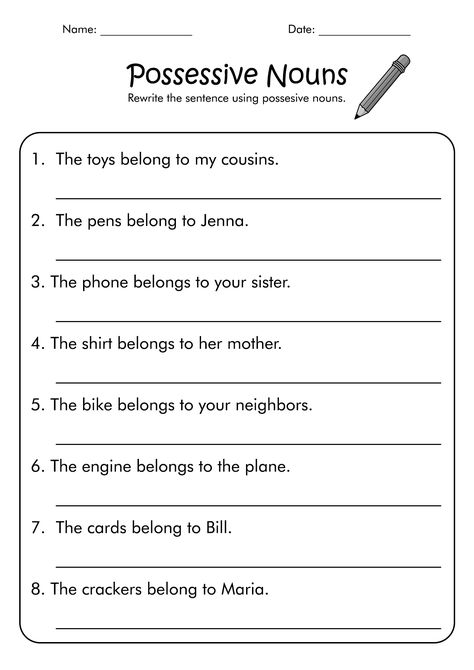 Plural Possessive Nouns Worksheets, Possessive Nouns Worksheet 2nd Grade, Possessive Nouns Worksheet, Singular Plural Nouns, Irregular Plural Nouns Worksheet, Possessive Apostrophe, Possessive Noun, Singular Possessive Nouns, Plural Possessive Nouns