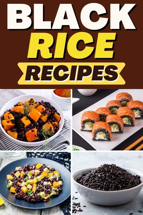 Eat like royalty with these once forbidden black rice recipes. Loaded with antioxidants and nutrients, this incredible grain is ideal for a family feast. Fried Black Rice, Aaron And Claire Recipes, How To Cook Black Rice, Black Rice Recipe Dinners, Rice Blend Recipes, Korean Black Rice Recipe, Black Rice Risotto, Black Rice Recipes, Vegan Black Rice Recipes