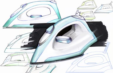 Design Sketching, steam iron, dry iron, for Electrolux. Iron Sketch Design, Iron Sketch, Toy Sketch, Industrial Drawing, Industrial Sketch, Product Design Sketching, Basic Sketching, Copic Drawings, Marker Sketch