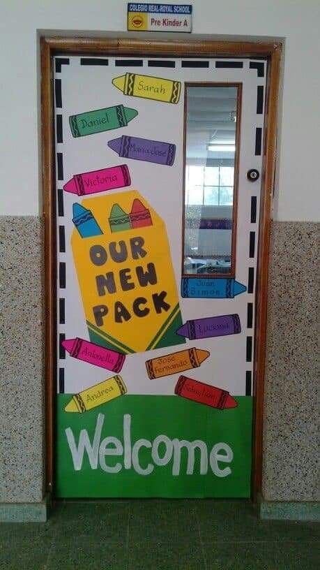 Preschool Classroom Doors Ideas, Teacher Bulletin Boards Preschool, Prek Room Decor Ideas, Our New Pack Bulletin Board, Preschool Door Decorations Welcome Back To School, All About Me Door Decorations Preschool, Pre K Whole Group Activities, Welcome Door Design Classroom, Classroom Door Decorations Back To School