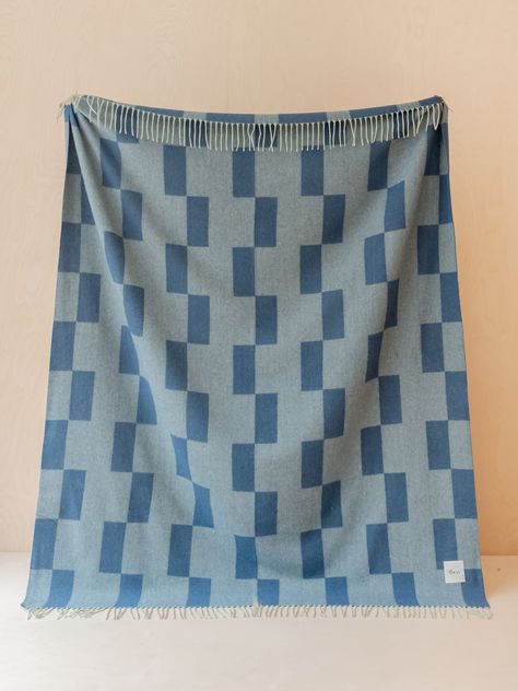 Lambswool blanket in blue checker Rust Blanket, Slow Morning, Checker Pattern, Sleep Accessories, Luxury Gifts For Her, Pajamas Gift, Baby Gift Box, Kids Blankets, Blue Blanket