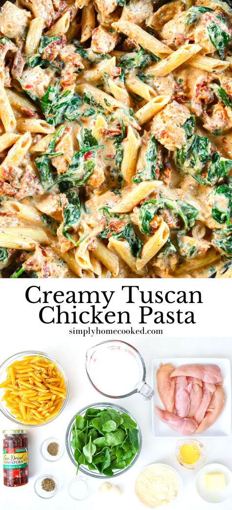 Instapot Chicken Recipes, Creamy Tuscan Chicken Pasta, Chicken Sausage Pasta, Tuscan Pasta, Tuscan Chicken Pasta, Creamy Tuscan Chicken, Recipes Mexican, Chicken Pasta Bake, Tuscan Chicken