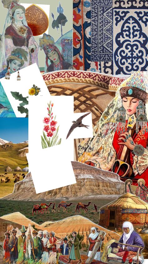 @asseltulbayeva #kazakhstan #aesthetic Kazakhstan Aesthetic, Kazakh Culture, Kazakh Aesthetic, Kazakh Vibe, Folk Aesthetic, Nomad Aesthetic, Fashion Design Portfolio, Cat Aesthetic, Art Tutorials Drawing