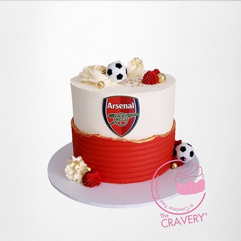 Arsenal Birthday Cakes For Men, Arsenal Cake Ideas Birthdays, Arsenal Birthday Cake, Arsenal Cake, Football Cake Design, Liverpool Cake, Football Themed Cakes, Football Theme Birthday, Football Birthday Cake