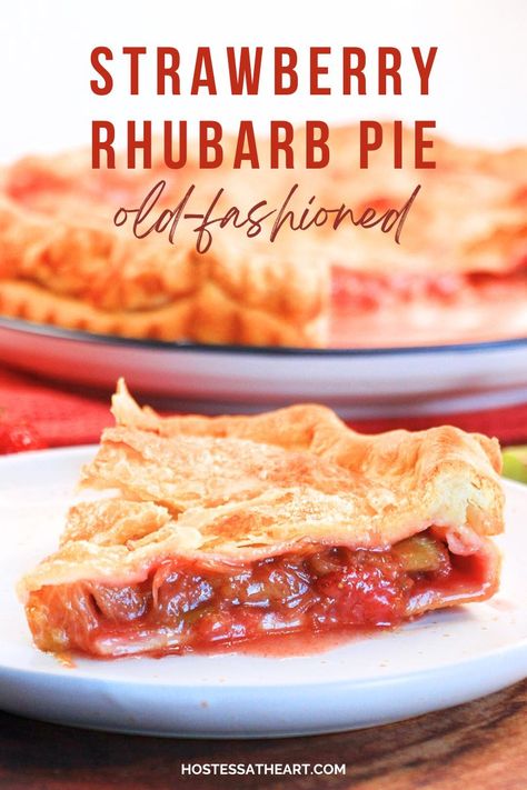 This old-fashioned strawberry rhubarb pie recipe is the perfect pairing of sweet and sour, fruity and flaky. This is the pie you want when you are craving the flavors of Spring. Peach Rhubarb Pie, Rhubarb Strawberry Pie, Peach Rhubarb, Icebox Pies, Rhubarb Pie Recipe, Strawberry Cheesecake Salad, Easy Strawberry Pie, Strawberry Rhubarb Pie Recipe, Rhubarb Recipes Pie