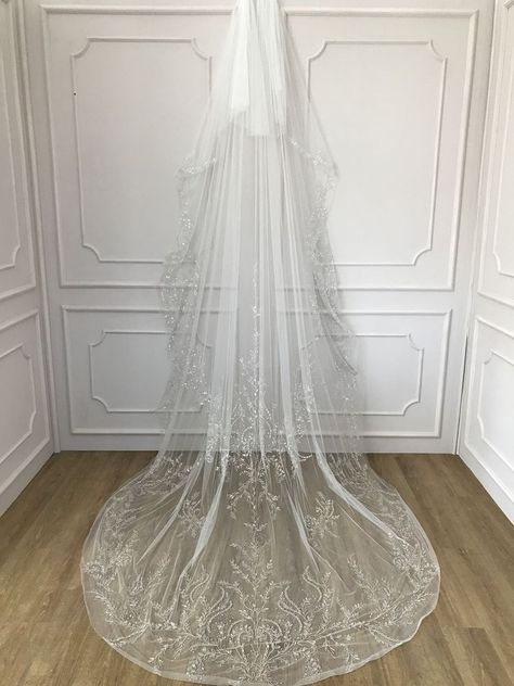 Wedding Veils Floor Length, White Viel, Long Wedding Veils, Veil Fashion, Long Veils Bridal, Wedding Veil Long, Parade Dress, Veil Dress, Long Veil Wedding