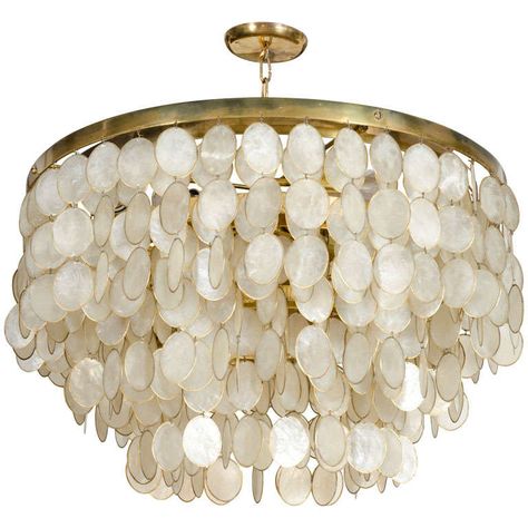 Capiz Chandelier, Capiz Shell Chandelier, Diy Lights, Shell Chandelier, Shell Lamp, Beach Bungalow, Beach Ideas, Capiz Shell, Room Lighting