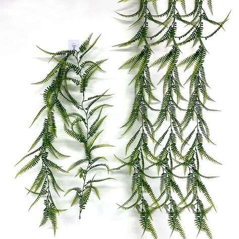 PRICES MAY VARY. Package: 4 pieces artificial boston ferns garland, 5.9FT per strand, artificial hanging plants, no need to spend time caring. The artificial boston ferns garlands are made of high-quality plastic, and the stems equiped with iron. You can bend it and shape it into any decoration you want. These realistic artificial boston ferns garland add spring to your home. All leaves are detachable, you can DIY wreath. Lifelike Artificial Boston Ferns Garland: Bright color and vivid shape, wh Garden Decoration Party, Faux Garland, Hanging Ferns, Leaves Garland, Artificial Hanging Plants, Dollar Eucalyptus, Silver Dollar Eucalyptus, Garden Party Decorations, Artificial Garland