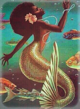 Pisces Afro Mermaid Black Mermaid, Mermaids And Mermen, Black Love Art, Afro Art, Mermaid Art, Arte Fantasy, African American Art, Mix Media, Black Women Art