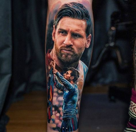 Messi Tattoo Ideas, Cr7 Tattoo, Messi Tattoo, Football Tattoo, Sport Tattoos, Barcelona Tattoo, Marvel Tattoos, Arm Band Tattoo, World Tattoo