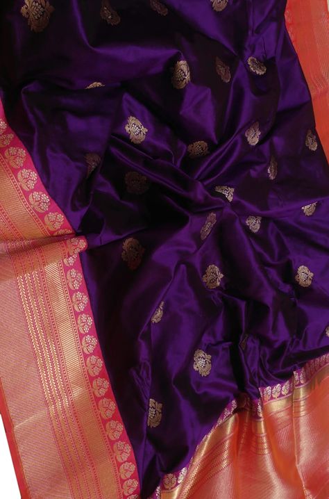 Blue Silk Saree, Banaras Sarees, Kanjivaram Sarees Silk, Nauvari Saree, Indian Sari Dress, Indian Bridal Sarees, Silk Saree Kanchipuram, Anamika Khanna, Purple Saree