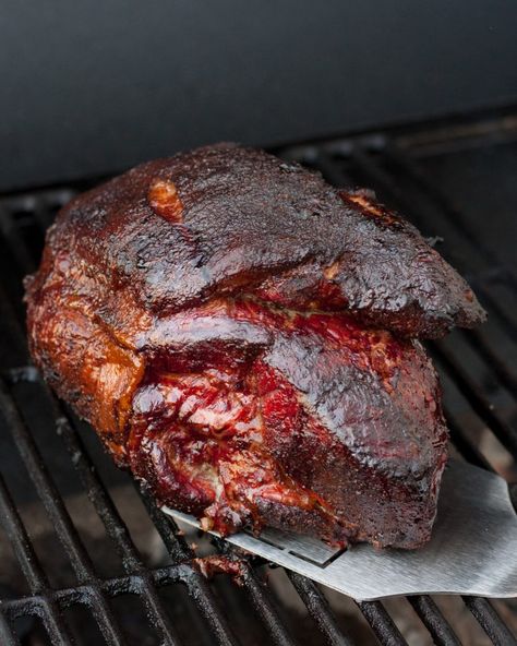 Can’t cook the whole hog? Don’t worry! The Godfather's Eastern North Carolina Style Pork Shoulder recipe and the accompanying slightly spicy vinegar sauce still satisfies your North Carolina barbecue cravings! This smoked pork can be cooked in as little as 4-6 hours in your grill, which creates a beautiful slow roasted boneless pork shoulder. #BBQ #vinegarsauce #porkshoulder #grilledpork #smokedpork Bbq Pork Roast, Pulled Pork Shoulder, Slow Roasted Pork Shoulder, Recipes Using Pork, Shrimp Bbq Recipes, Smoked Pork Shoulder, Pork Shoulder Recipes, Boneless Pork Shoulder, Pork Shoulder Roast