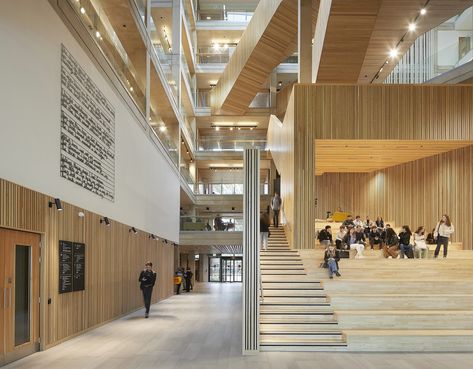 Gallery of Faculty of Arts Building University of Warwick / Feilden Clegg Bradley Studios - 4 Moveable Wall, Building Lobby, University Of Warwick, The Faculty, Lectures Hall, Studios Architecture, Lobby Interior, Architectural Services, Wooden Stairs