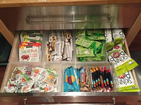 Healthy Snacks Prepackaged, Healthy Desk Snacks The Office, Work Snack Drawer Ideas, Teacher Snack Drawer, Healthy Snack Restock, Healthy Snacks In Stores, Desk Snacks Drawer, Healthy Snack Drawer In Bedroom, Healthy Snack Pantry