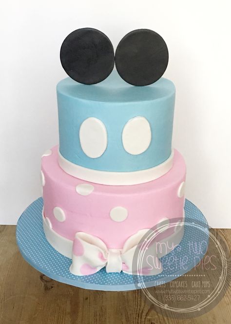 Minnie and Mickey gender reveal Gender Reveal Cake Mickey Minnie, Mickey And Minnie Gender Reveal Cake, Mickey And Minnie Mouse Gender Reveal, Minnie Mickey Gender Reveal, Gender Reveal Ideas Mickey And Minnie, Disney Gender Reveal Cake, Gender Reveal Mickey And Minnie, Mickey And Minnie Gender Reveal Ideas, Minnie And Mickey Gender Reveal