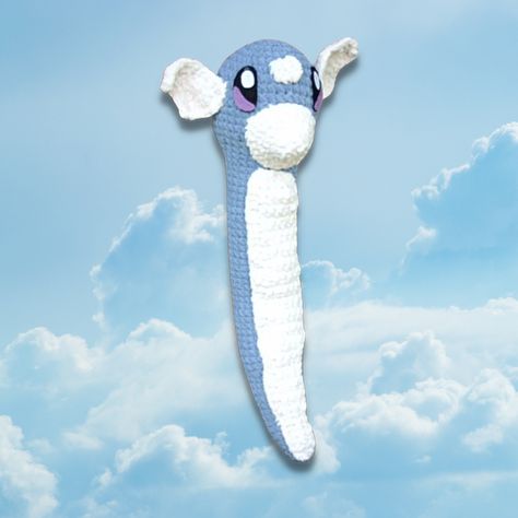 Giant Dratini Crochet Pattern — Summerbug Crafts Free Crochet Pokemon, Pokeball Crochet Pattern, Dratini Pokemon, Pokemon Beanie, Giant Dragon, Pikachu Pokeball, Pikachu Crochet, Pokemon Crochet, Pokemon Crochet Pattern