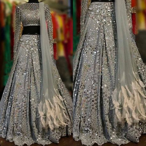 😍❤️💝Amazing Grey crape silk #lehenga with full sleeves choli with Feather Dupatta at just Rs 2,299/- . 👉 DM or Whatsapp on +917575882020 to place your order. . 👉💯Assured Quality! ✔ 👉💯Authentic Original product! ✔ 👉🌍Worldwide Shipping available ✔ 👉👗Custom Size Stitching available ✔ 👉💵Cash on Delivery 🚚available in India 🇮🇳✔ . . #ethnicwear #indiandress #indianethnicwear #ethnicplusdotin #bridallehenga #lehengacholi #weddingdress #weddinglehenga #florallehenga #valentino #IndianLeh भारतीय दुल्हन संबंधी, डिजाइनर कपड़े, Blouse Lehenga, Lehenga Choli Designs, Indian Bridesmaids, Lehenga Red, Indian Lehenga Choli, Party Wear Lehenga Choli, Wedding Dress Outfit