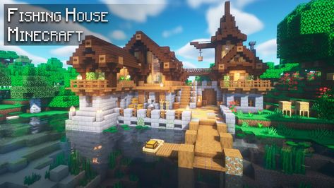 Minecraft: How to build a Fishing House | Tutorial Fish Hut, Fishing House, Hut Ideas, House In Minecraft, House Tutorial, Minecraft Cottage, Minecraft Medieval, Minecraft Games, Braids Ideas