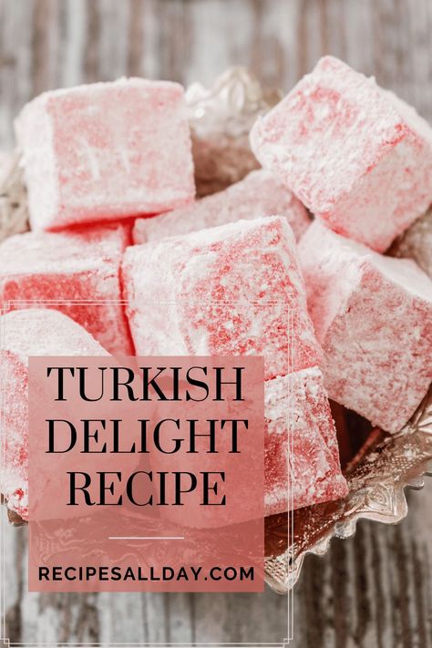 Turkish Delights Recipe, Jelly Sweets Recipe, Turkish Delight Recipe Video, Easy Turkish Delight Recipe, Classic Christmas Candy Recipes, How To Make Turkish Delight, Cornflour Recipes, Turkish Delight Recipes, Turkish Delight Narnia