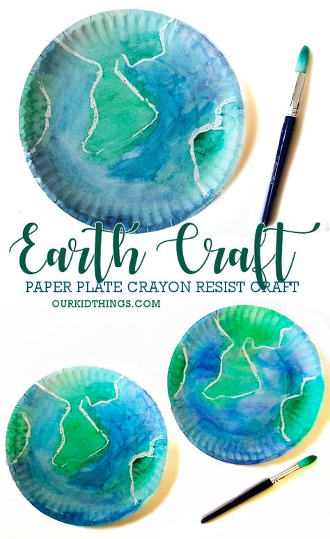 Paper Plate Crayon Resist Earth Craft New Heaven And New Earth Craft Kids, Earth Day Watercolor, Earth Handprint Craft, Nature Lessons For Kids, Earth Day Art Projects, Earth Template, Earth Art Projects, Earth Printable, Earth Watercolor