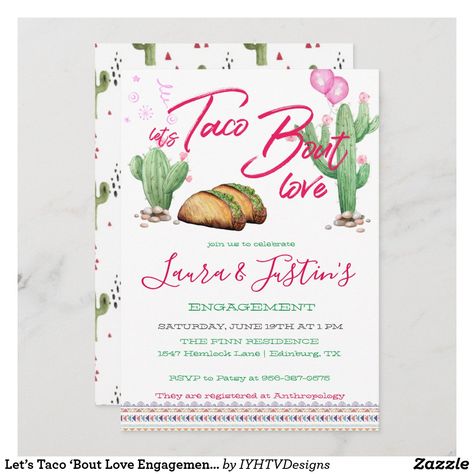 Taco Bout Love Engagement Party, Taco Bout Love, Fiesta Bridal Shower, Engagement Celebration, Engagement Invitations, Engagement Party Wedding, Party Favor Tags, Engagement Party Invitations, Invitation Sizes