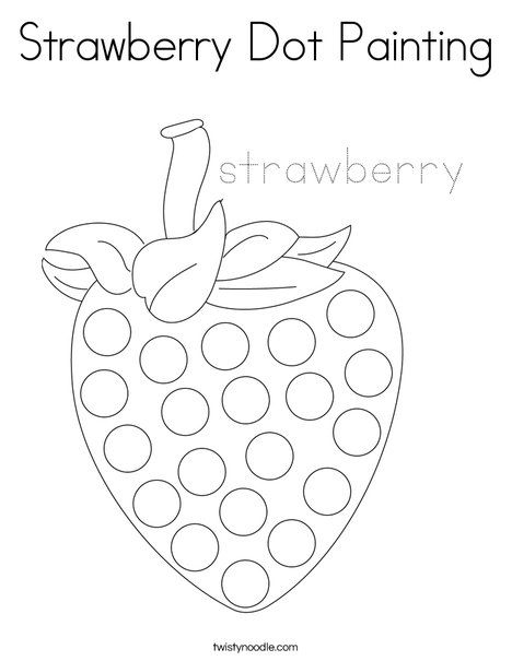 Strawberry Dot Painting Coloring Page - Twisty Noodle Strawberry Crafts, Dot Marker Activities, Q Tip Painting, Twisty Noodle, Strawberry Art, Dot Worksheets, Art Activities For Toddlers, Fruit Coloring Pages, Coloring Pages Inspirational