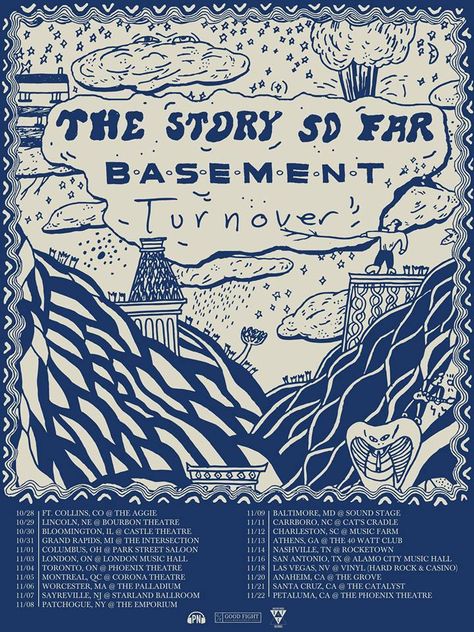 NEWS: The pop punk band, The Story So Far, have announced a North American fall tour, in support of their latest self-titled album. Basement and Turnover will be joining the tour, as support. You can check out the dates and details at http://digtb.us/1TSFMkT Turnover Band Poster, Basement Band Poster, The Story So Far Poster, The Story So Far Wallpaper, Turnover Band, Shakespearean Quotes, Basement Band, Bands Posters, Rock Fest