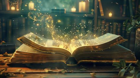 Fantasy and literature concept. 3D style Illustr, Mystery open book royalty free stock images Open Book Background Aesthetic, Old Magic Book, Literature Background, Old Magic, Decoration Backdrop, Enchanted Book, Fantasy Literature, Book Background, Magical Book