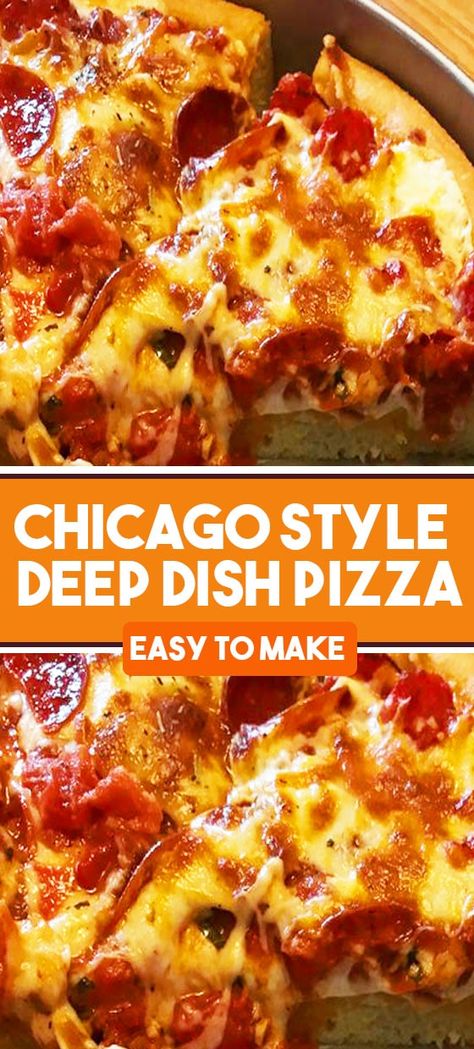 You can make a Chicago Style Deep Dish Pizza at home with this recipe. A wonderful deep dish pizza in the style of Chicago, created with a simple handmade dough and piled high with cheese, sauce, and sausage! Chicago Deep Dish Pizza Recipe, Deep Dish Pizza Dough, Chicago Style Deep Dish Pizza, Deep Dish Pizza Recipe, Chicago Deep Dish Pizza, Chicago Style Pizza, Pizza At Home, Chicago Pizza, Pizza Dough Recipe