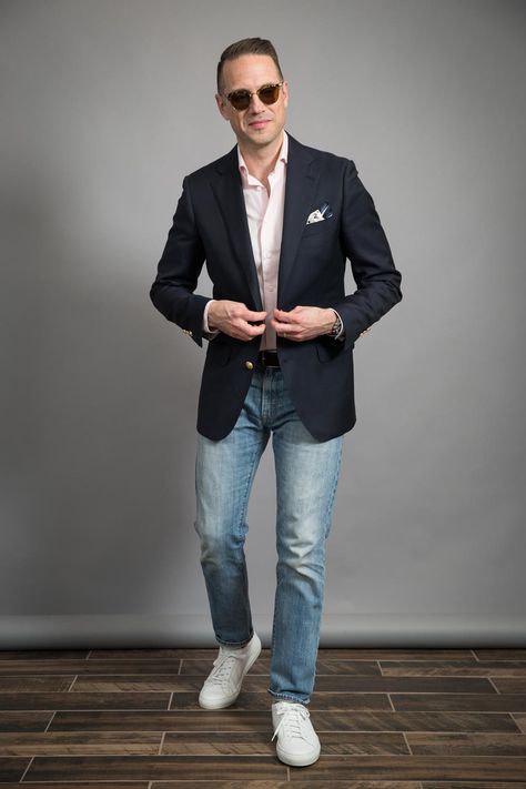 Jeans Blazer Outfit Men, Casual Blazer Outfits Men Jeans, Casual Blazer Outfits Men, Navy Blazer Outfits, Jeans Blazer Outfit, Blue Blazer Outfit, He Spoke Style, Blazer Look, Navy Blazers