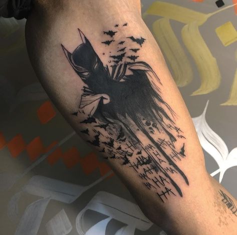 Batman Tattoo Sleeve, Bats Tattoo Design, Black Men Tattoos, Simple Tattoos For Guys, Batman Tattoo, Forarm Tattoos, Wicked Tattoos, Temecula California, Tattoo Inspiration Men