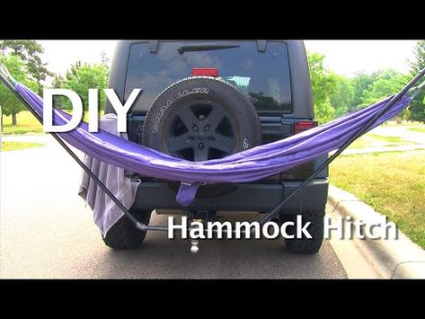 DIY Hammock Hitch - YouTube Truck Hammock, Truck Cargo Rack, Hammock Chair Stand Diy, Jeep Hammock, Hammock Stand Diy, Car Hammock, Diy Truck Bedding, Truck Hitch, Hammock Frame