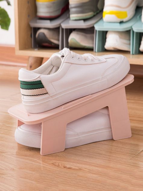 Double Layer Shoes Storage Rack | SHEIN USA Wooden Shoe Rack, Foldable Shoes, Adjustable Shoes, Creative Storage Solutions, Shoe Storage Rack, Shoe Holders, Shoe Rack Organization, Small Closets, Wooden Shoe