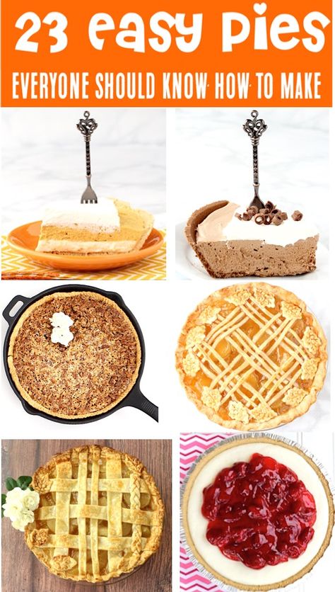 25 Easy Pie Recipes for Beginners! {Fool-Proof Homemade Pies} Pie Recipes With Premade Crust, Easy Pies, Chocolate Chip Pecan Pie, Raspberry Pie Recipe, Cream Cheese Pie Recipes, Brownie Mix Recipes, Homemade Brownie Mix, Easy Chicken Pot Pie Recipe, New Year's Desserts