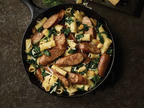 Robust Italian Chicken Sausage Rigatoni & Spinach Italian Chicken Sausage Recipes, Chicken Sausage Rigatoni, Sausage Rigatoni Recipes, Chicken Sausage Recipes Pasta, Sausage Pasta Skillet, Chicken Sausage Recipes, Chicken Sausage Pasta, Sausage Rigatoni, Rigatoni Recipes