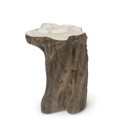 CHLOE FOSSILIZED CLAM STUMP TABLE by PALECEK Stump Side Table, Tree Stump Side Table, Tree Stump Table, Stump Table, Side End Table, Natural Tree, House Decor Rustic, Brown Stone, Log Furniture