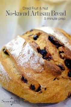 Flour Water Salt Yeast, Artisan Bread Recipe, Dried Fruit Recipe, Rock Crock Recipes, Dutch Oven Bread, Knead Bread Recipe, Artisan Bread Recipes, Blueberry Bread, Dutch Oven Recipes