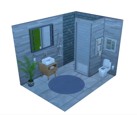 Sims 4 Basegame Bathroom, Sims 4 Basegame Rooms, House Design Sims 4, Sims 4 Bathroom, Bathroom Stall, Sims 4 Bedroom, Build Inspiration, Sims 4 House Plans, Sims Ideas