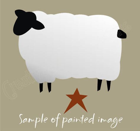 Stencil XL Primitive Sheep Star Country Folk Art Signs Craft Signs, Primitive Sheep, Primitive Star, Primitive Painting, Arte Folk, Sheep Art, Primitive Patterns, Animal Stencil, Primitive Homes