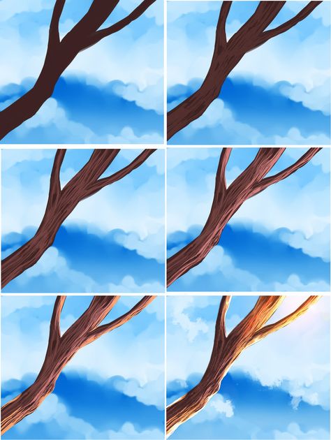 Easy wood - tutorial by ryky on deviantART Digital Art Ideas, 심플한 그림, Digital Painting Techniques, Easy Wood, Seni Cat Air, Hur Man Målar, Lukisan Cat Air, Digital Painting Tutorials, Painting Lessons