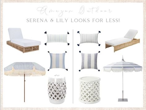 Serena & Lily Outdoor Looks for Less - All From Amazon! - Casually Coastal Serena Lily Outdoor, Serena And Lily Outdoor Pillows, Serena And Lily Outdoor, Used Outdoor Furniture, Modern Coastal Decor, Serena Lily, House Landscaping, Coastal Pillows, Serena And Lily