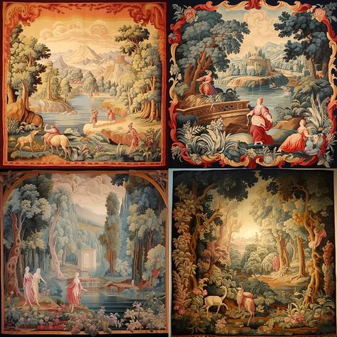 Aubusson tapestry Midjourney style | Andrei Kovalev's Midlibrary 2.0 Rotoscope Animation, Aubusson Tapestry, Central France, Hieronymus Bosch, Art Landscapes, Cyberpunk Character, Handmade Textiles, Crafts Handmade, Letterpress Printing