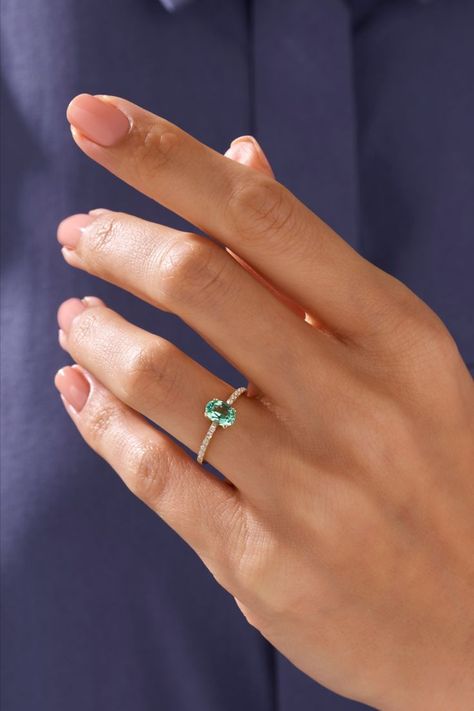 The Paraiba Tourmaline Oval Solitaire Ring will demonstrate your taste with its elegancy so that you can feel yourself more stylish. Oval Emerald Engagement Ring, Oval Solitaire Ring, Paraiba Tourmaline Ring, Oval Solitaire Engagement Ring, Green Gemstone Ring, Green Tourmaline Ring, Green Stone Rings, Paraiba Tourmaline, Solid Gold Band