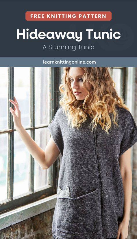 Knit Tunic Pattern, Tunic Pattern Free, Tunic Knitting Patterns, Learn Knitting, Winter Knitting Patterns, Fall Knitting Patterns, Simple Tunic, Knitted Tunic, Ladies Knitting Patterns