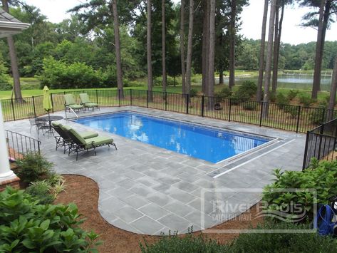 Small Inground Swimming Pools, Small Fiberglass Pools, Small Inground Pool, Kleiner Pool Design, Inground Pool Designs, Pools For Small Yards, Rectangle Pool, Small Swimming Pools, Small Pool Design