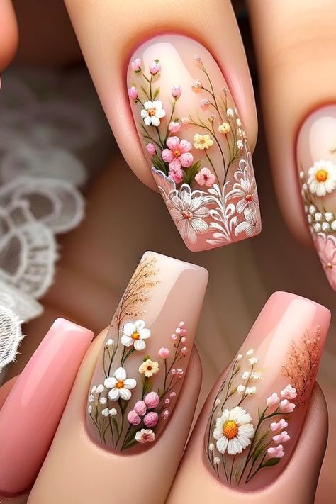 39 Flower Nails That Are Absolutely Blooming Broken Nails, Trendy Nail Art Designs, Floral Nail, Matte Nails Design, Pretty Nail Art Designs, Floral Nail Art, Trendy Nail Art, Flower Nail Art, Nail Designs Spring