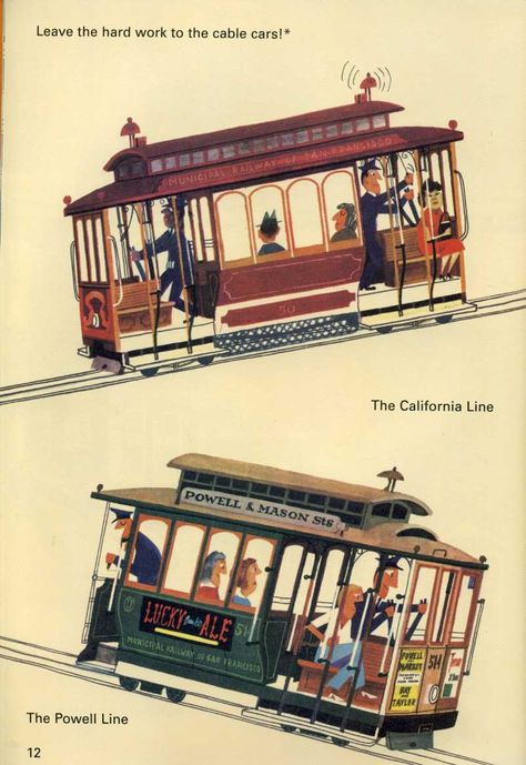 San Francisco Illustration Art, Retro San Francisco, San Francisco Trolley, Vintage San Francisco, Tram Illustration, San Francisco Vintage, San Francisco Illustration, San Francisco Drawing, San Francisco Art Print