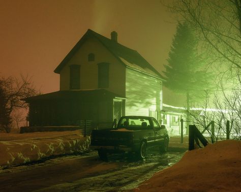 Cinematic photographs of America's rural Midwest at night look like stills from a sci-fi cult classic | Creative Boom Ancient Demons, Foggy Night, Midwest Emo, Night Street, Cosmic Horror, Southern Gothic, Gothic Aesthetic, Trailer Park, Northern Michigan